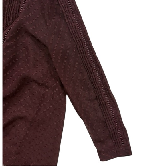 Madewell Sheer Pintuck Clip Dot‎ Blouse with Removable Tank Maroon Women’s XS - Picture 6 of 11